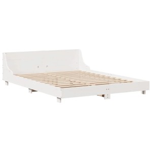 vidaXL Massivholzbett ohne Matratze Weiß 160x200 Kiefernholz 850723