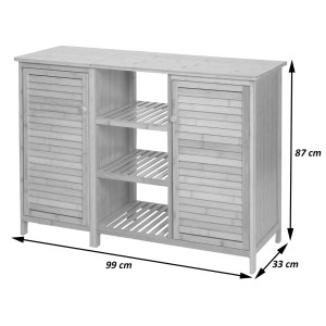 MCW Badezimmerschrank B18 aus Bambus mit 2 Türen, 87x99x33cm. Bad-Einbauschrank mit viel Stauraum.