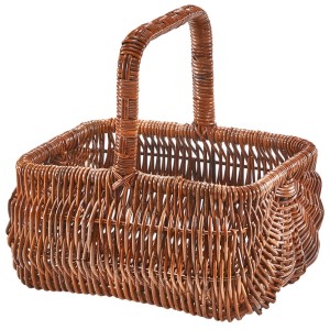 Kobolo Einkaufskorb EDA aus Rattan, handgeflochtener Korb mit Henkel für Badaccessoires.