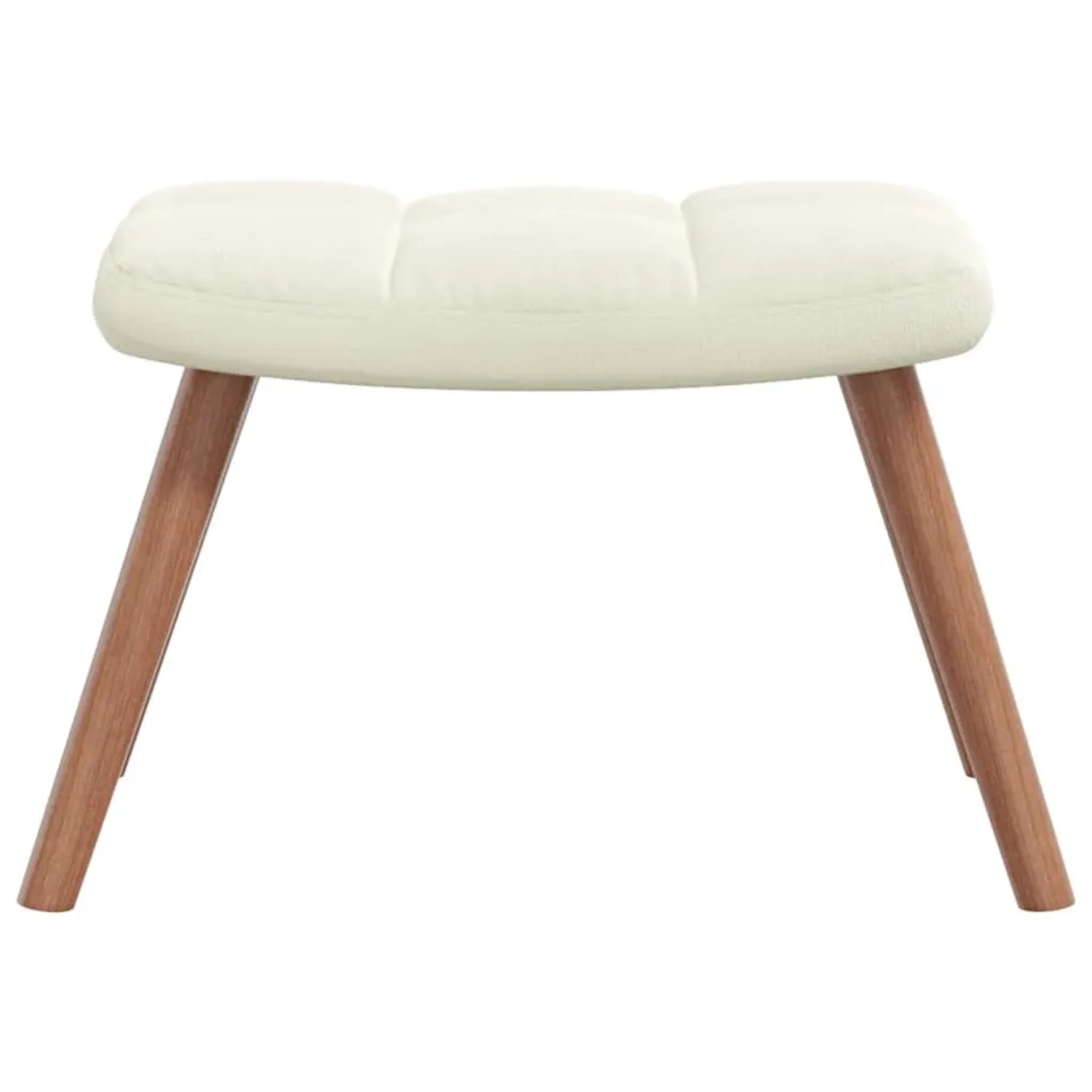 Cremeweißer Samt Hocker für Schaukelstuhl, gepolstert mit Holzfüßen.