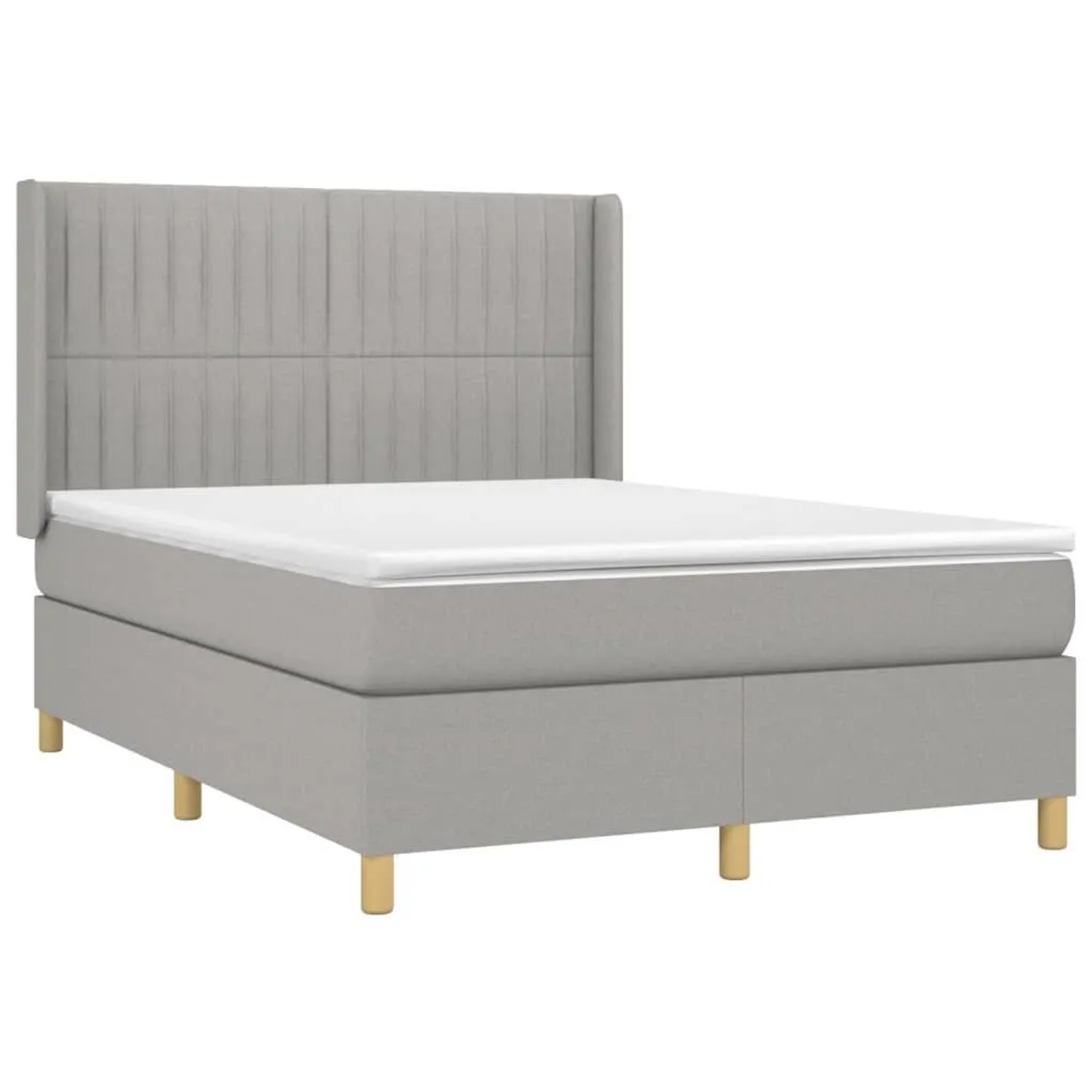 vidaXL Boxspringbett mit Matratze & LED Hellgrau 140x200 cm Stoff 3139037 günstig online kaufen
