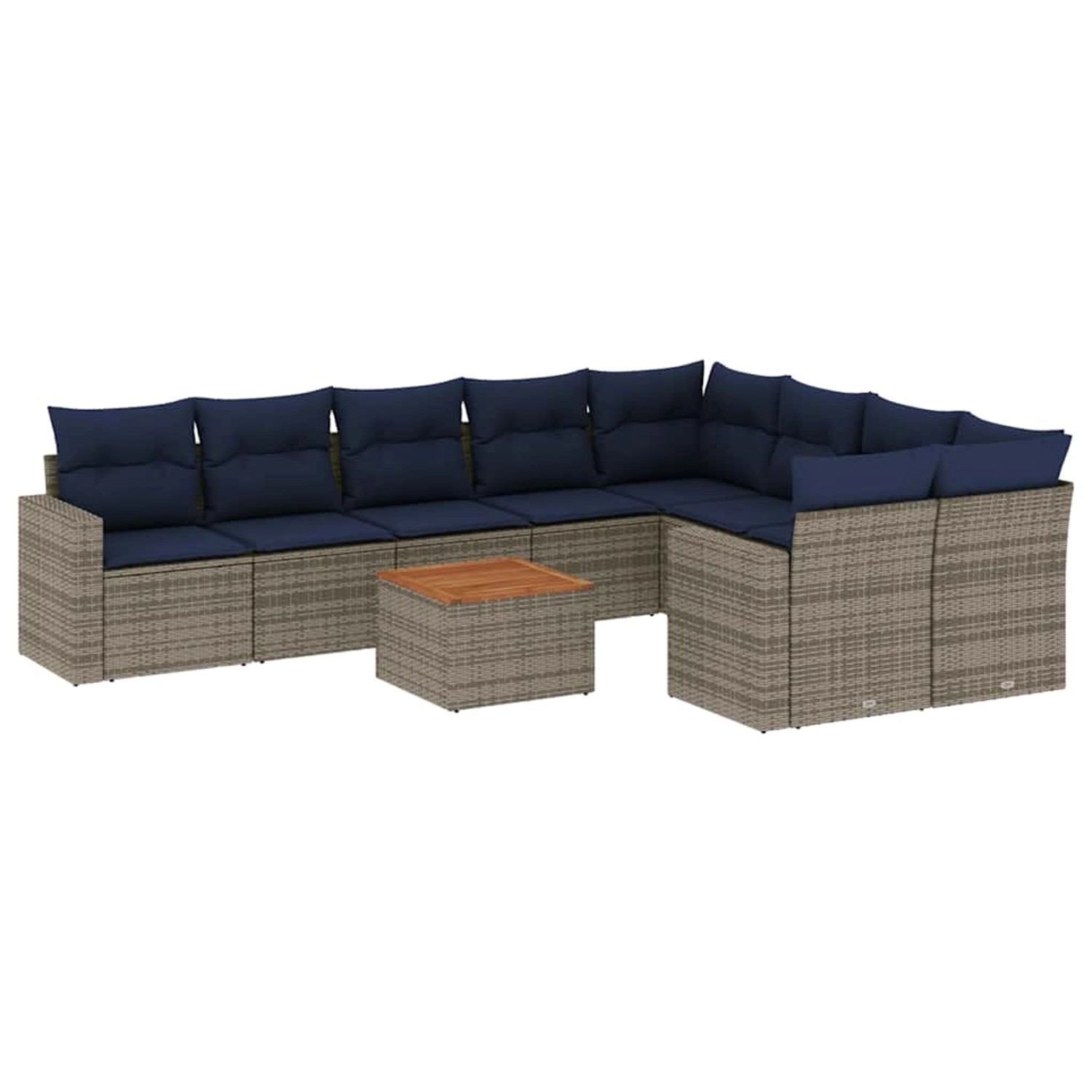vidaXL 10-Tlg Garten-Sofagarnitur mit Kissen Grau Poly Rattan 3256614 günstig online kaufen