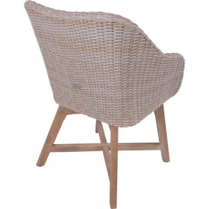 Garten Pleasure Sessel Oakland, 4er-Set, grau, aus Akazie und Kunststoffgeflecht.