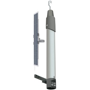 Schellenberg Funk-Markisenantrieb Premium mit Solarpanel und Akku für kabellose Steuerung.