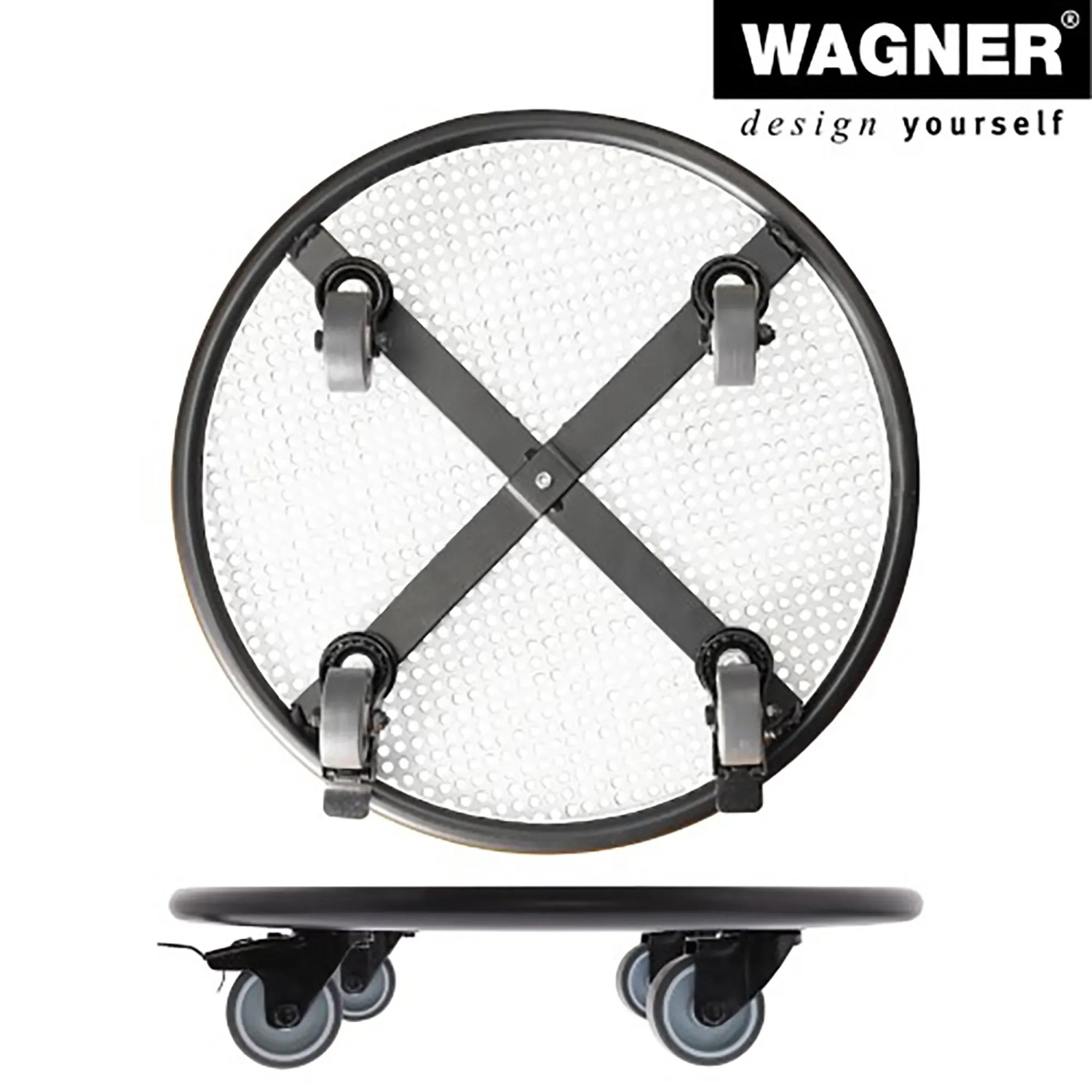 Wagner Design Pflanzenroller GH 7017, Ø 38cm, schwarz-weiß, mit Rollen und Feststellern.