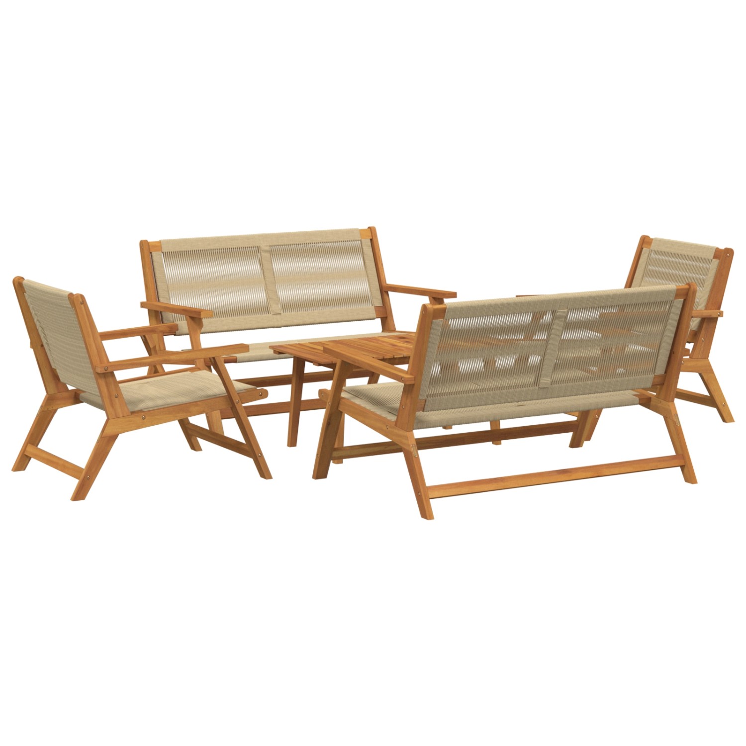 vidaXL Gartenstühle mit Tisch 5-Teilig Beige Massivholz Akazie 3214463 günstig online kaufen