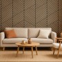 Wohnraum mit Grosfillex Wandpaneel Linio Graphic Light Oak in 3D Optik als Wandverkleidung.