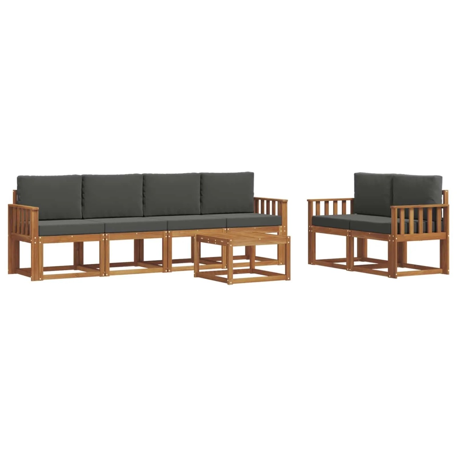 vidaXL Outdoor-Sofagarnitur mit Kissen 7 Stk Natur und Anthrazit 3366040
