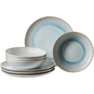 Ritzenhoff & Breker Mira Tafelservice, 8-teilig, Steingut, blau-sandfarben, mit Tellern und Schalen.