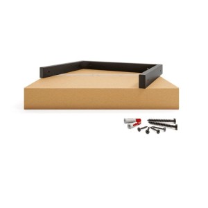 Schwarze HEVVA LAHN Regalhalterung aus Metall, 20 cm tief, mit Schrauben und Dübeln für stabile Wandmontage.