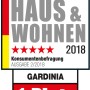 Auszeichnung für Gardinia Easyfix Doppelrollo: Top Marke Haus & Wohnen, 1. Platz Preis/Leistung Rollos.