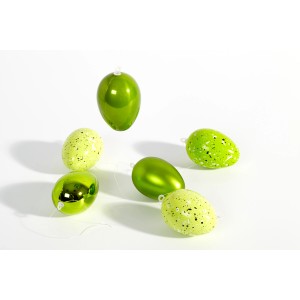 Grüne Brauns-Heitmann Ostereier, ca. 6 cm, 6er Set, glänzend und gesprenkelt für die Osterdeko.