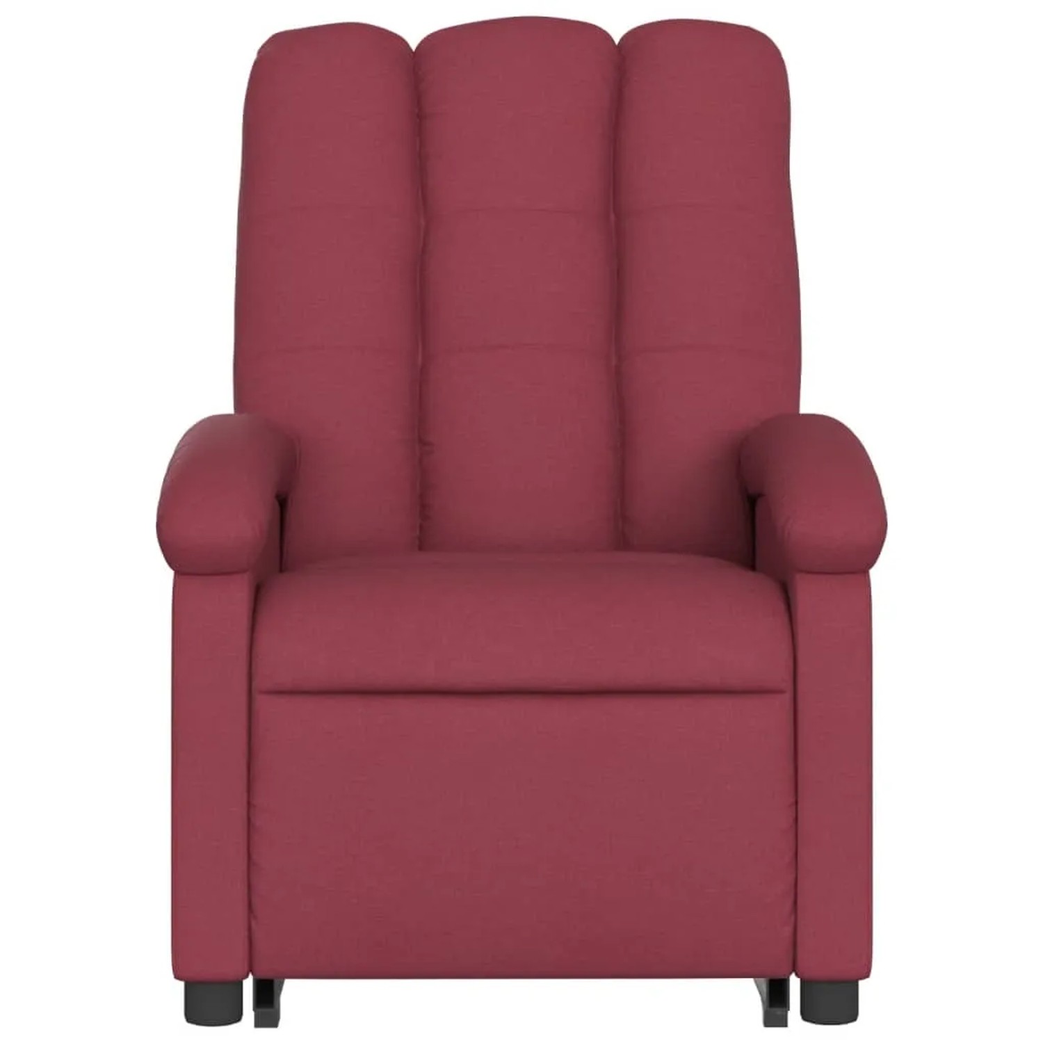 Weinroter Massagesessel mit Aufstehhilfe, Stoffbezug, Relaxsessel für Senioren.