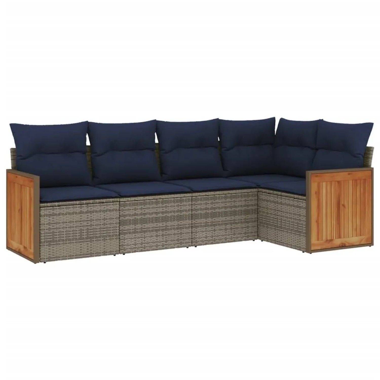 vidaXL 5-Tlg Gartensofa-Set mit Kissen Grau Polyrattan 3227629 günstig online kaufen