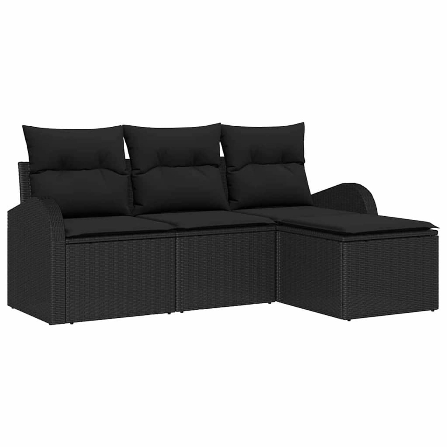 vidaXL Garten-Sofa-Set mit Kissen 4-Tlg Schwarz Poly Rattan 3345993 günstig online kaufen