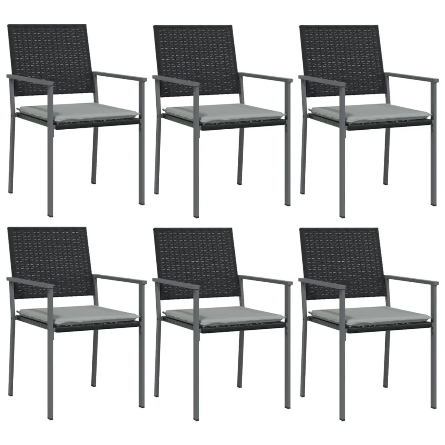 Furnicato Gartenstühle Mit Kissen 6 Stk Schwarz 54x625x89cm Poly Rattan