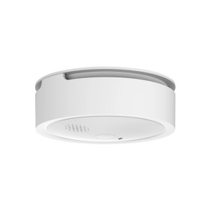 Weißer Shelly Rauchmelder Plus für die Hausautomation mit WLAN und Bluetooth.