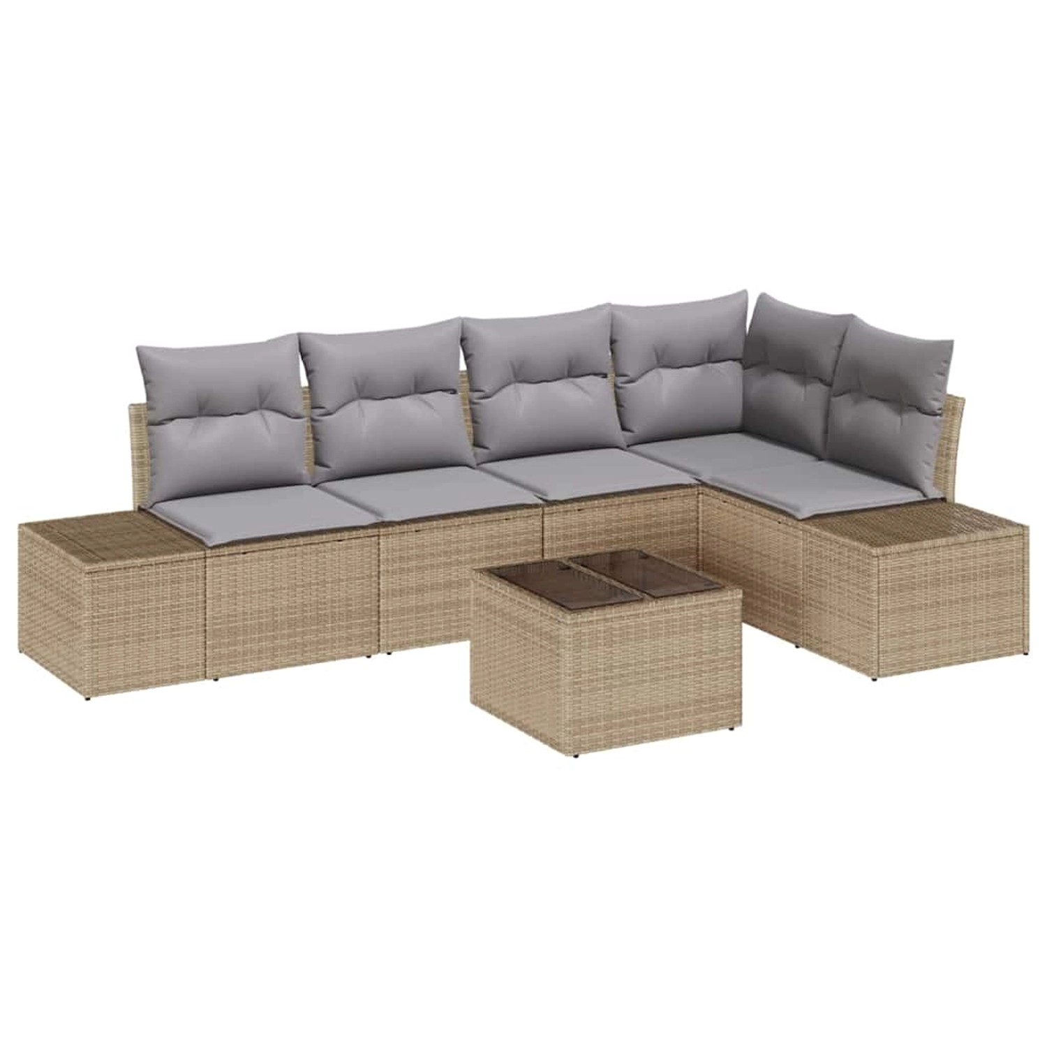vidaXL Garten-Sofa-Set 6-Tlg Beige Poly Rattan 3347070 günstig online kaufen