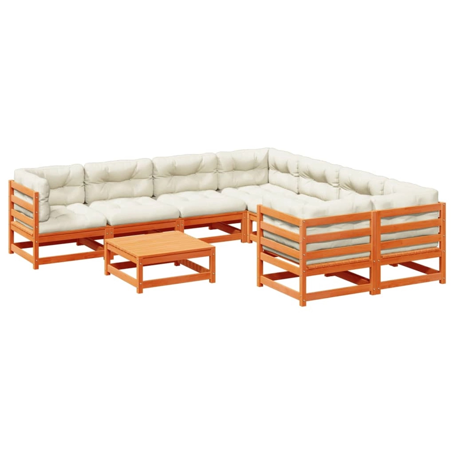 vidaXL 9-Tlg Garten-Sofagarnitur mit Kissen Wachsbraun Kiefernholz 3299371 günstig online kaufen