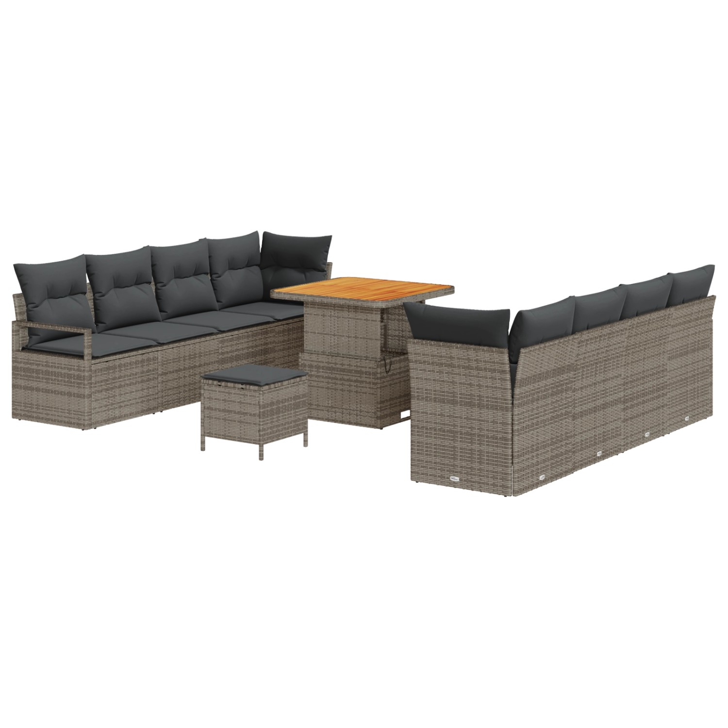 vidaXL 11-Teiliges Garten-Sofa-Set mit Kissen in Grau aus Poly Rattan und A günstig online kaufen