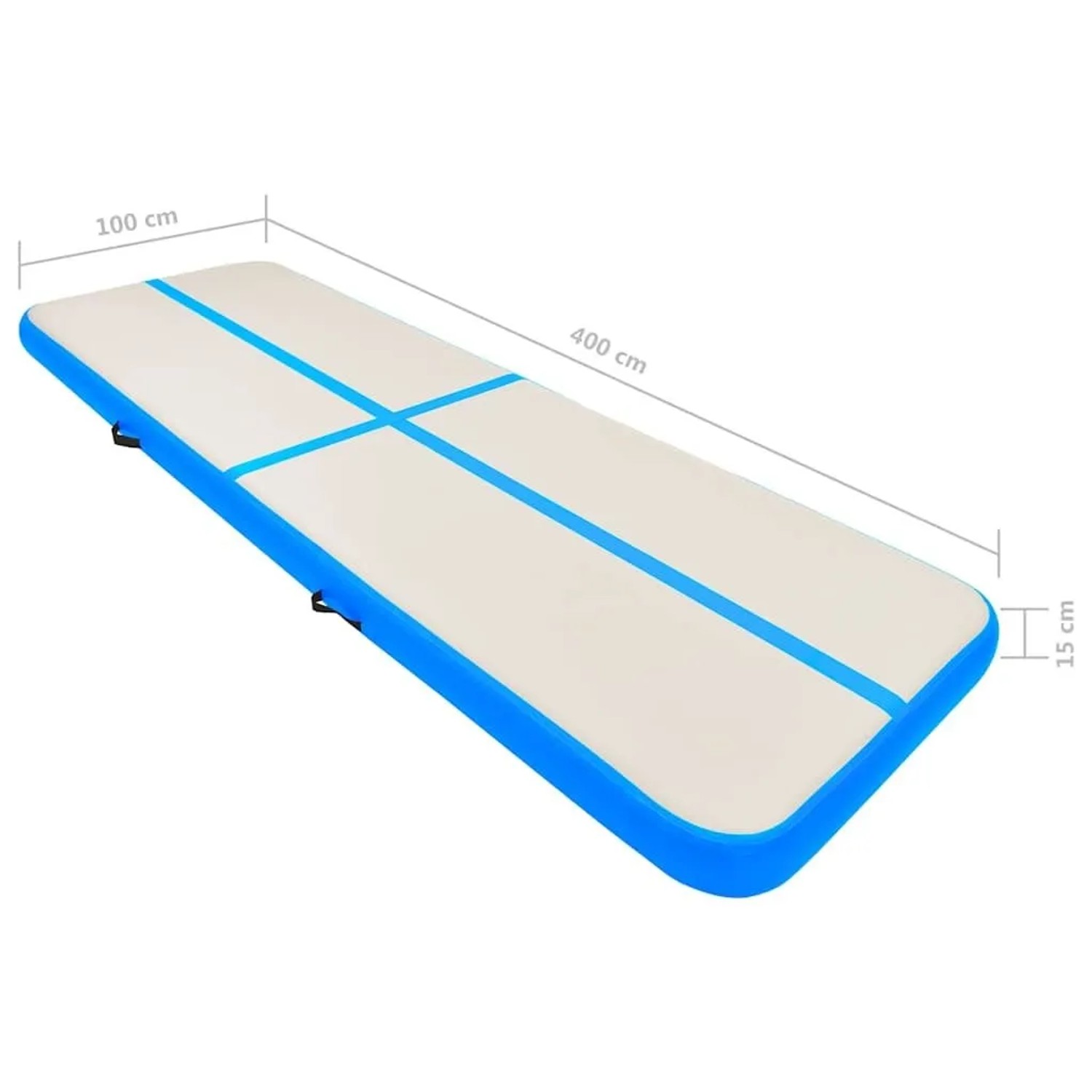 vidaXL aufblasbare Gymnastikmatte, blau-grau, 400x100x15 cm aus PVC. Für Sport & Fitness.