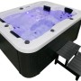 Home Deluxe Outdoor Whirlpool White Marble mit Treppe und Abdeckung. Wellness für den Garten.