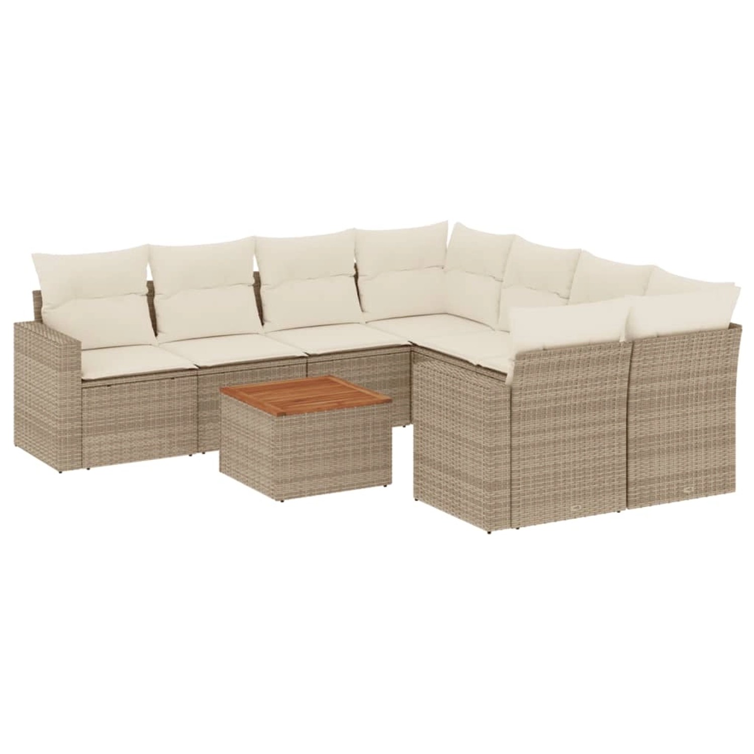 vidaXL 9-Tlg Garten-Sofagarnitur mit Kissen Beige Poly Rattan 3224049 günstig online kaufen