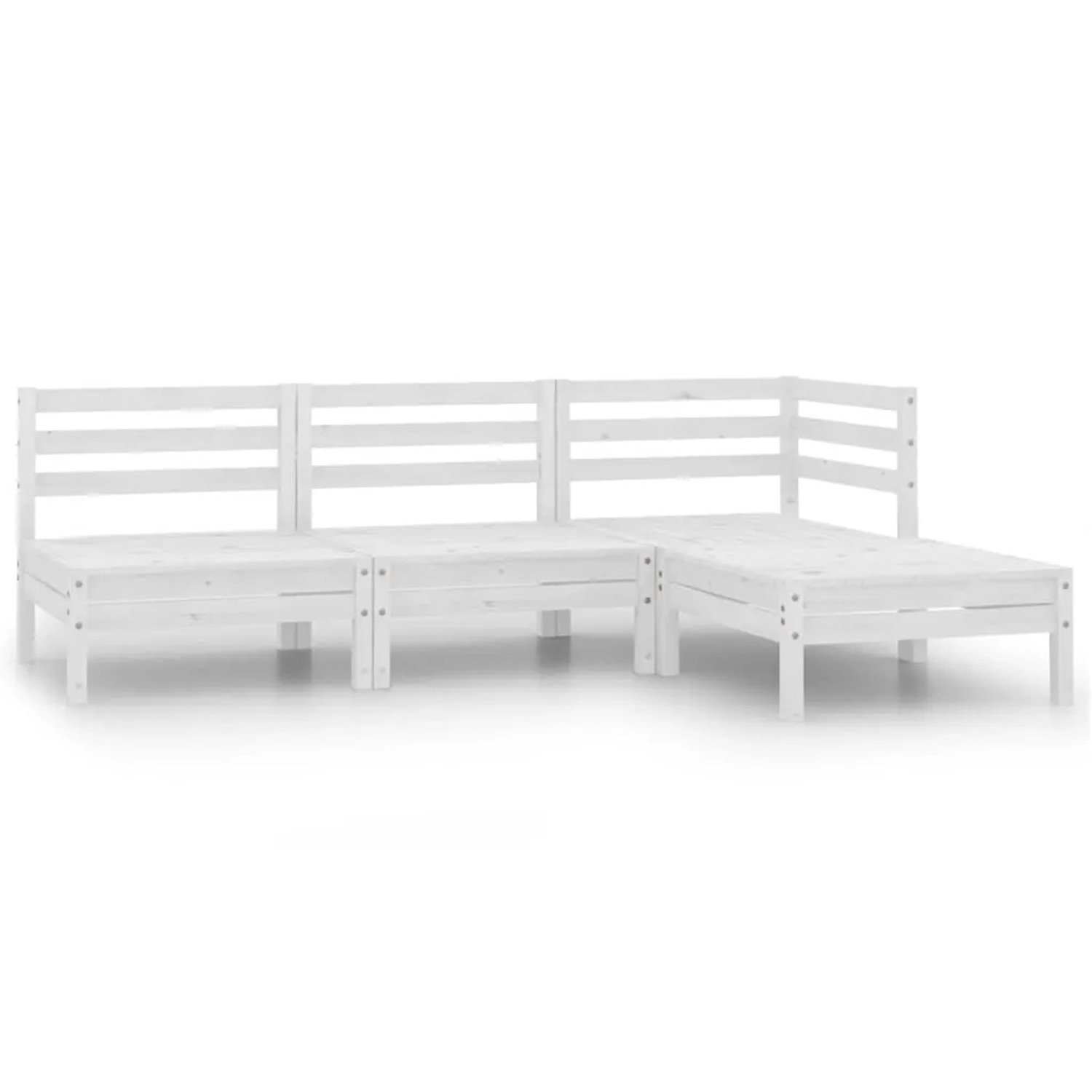 vidaXL 4-Tlg Garten-Lounge-Set Massivholz Kiefer Weiß 806618