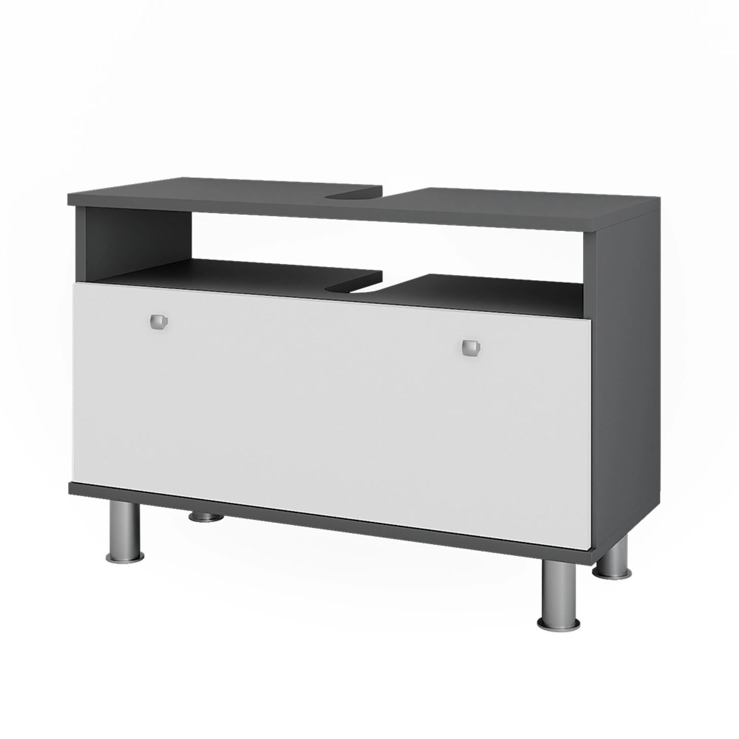 Vicco Waschbeckenunterschrank Fynn Anthrazit/Weiß Hochglanz 80 x 54 cm mit Schublade