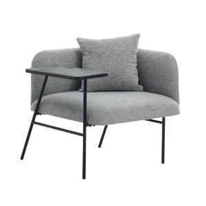 PXloue Stühle Einzelsessel mit Beistelltisch Chenille Sessel mit Seitentaschen für Wohnzimmer Grau