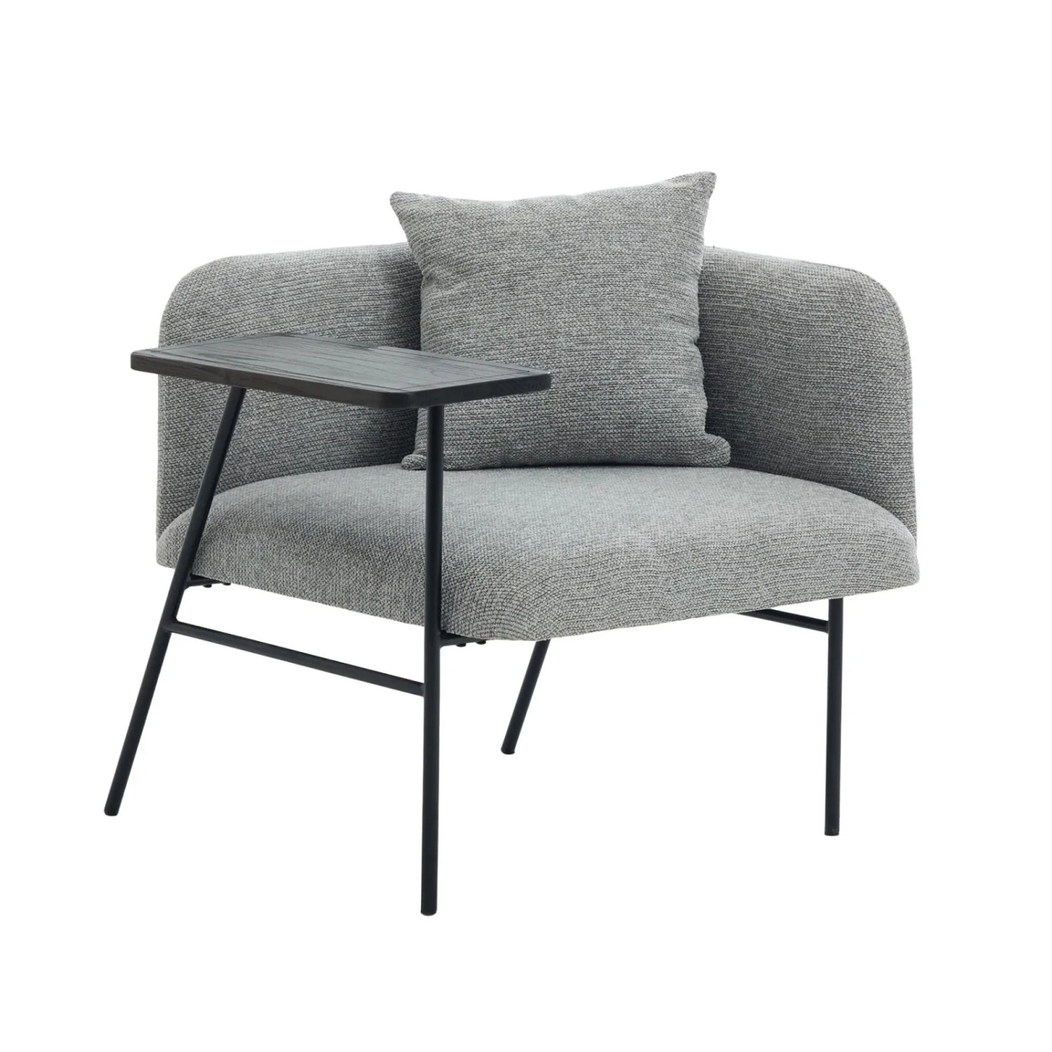 PXloue Stühle Einzelsessel mit Beistelltisch Chenille Sessel mit Seitentaschen für Wohnzimmer Grau