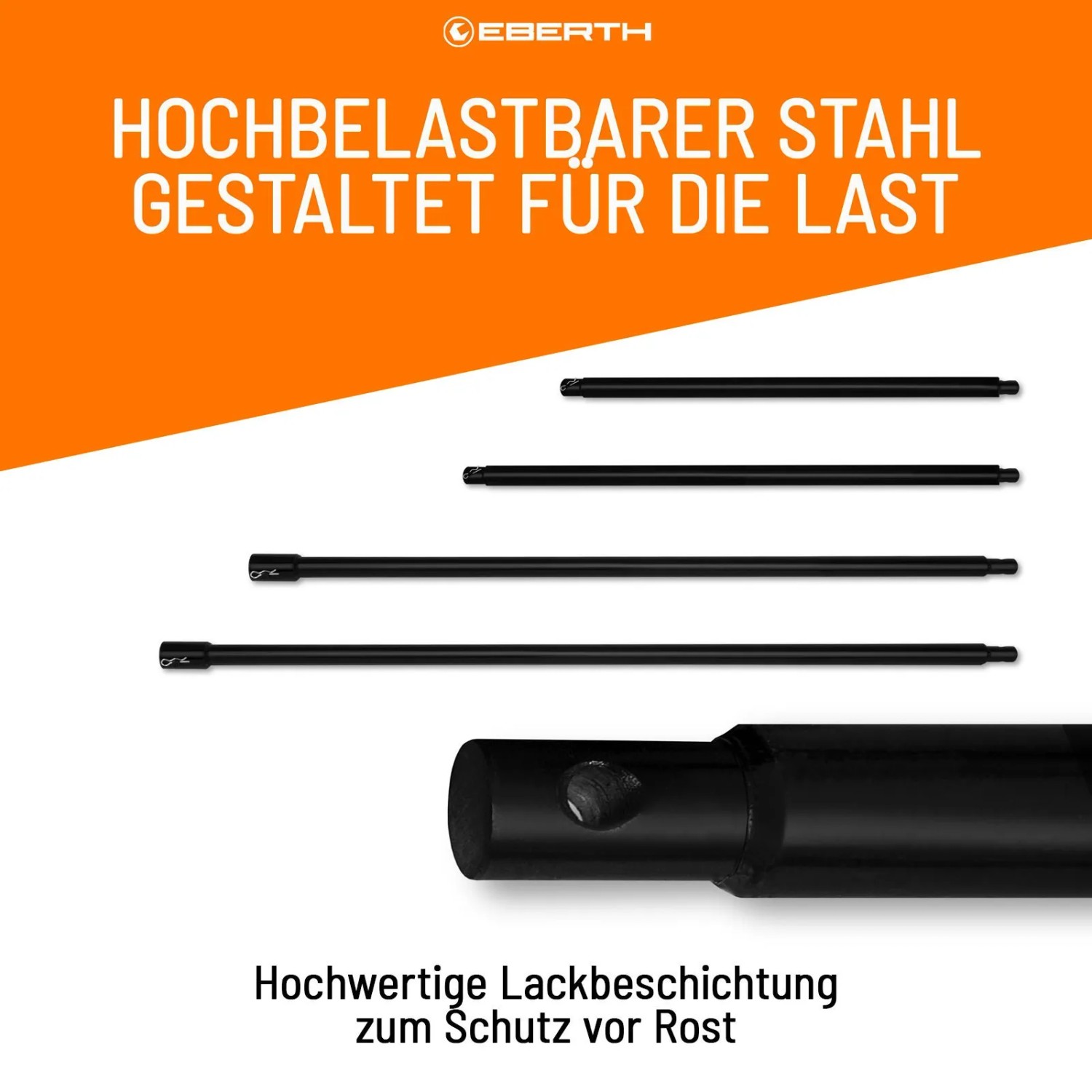 EBERTH Erdbohrer Verlängerung Set, 4-teilig, Stahl, 400-1000mm Länge für Baumaschinen.