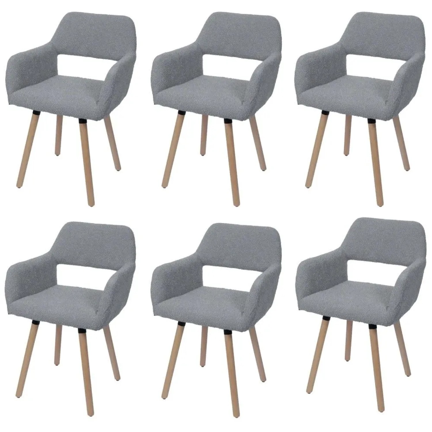 MCW Esszimmerstuhl A50 II 6er-Set Grau Stoff/Textil Boucle 450g/m²