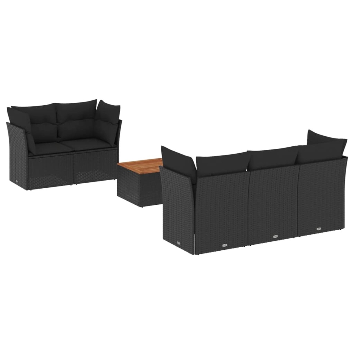 vidaXL 6-Tlg Garten-Sofagarnitur mit Kissen Schwarz Poly Rattan 3255810 günstig online kaufen