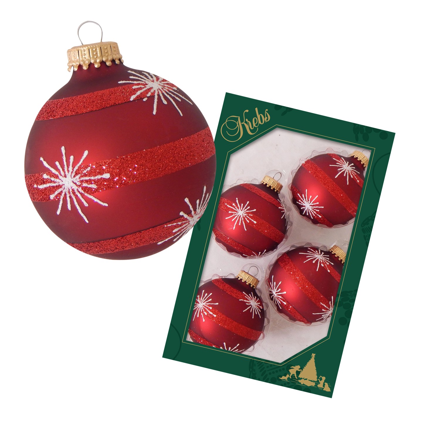 Krebs Glas Lauscha Weihnachtsbaumkugel Sternschnuppe 4-tlg. 7cm