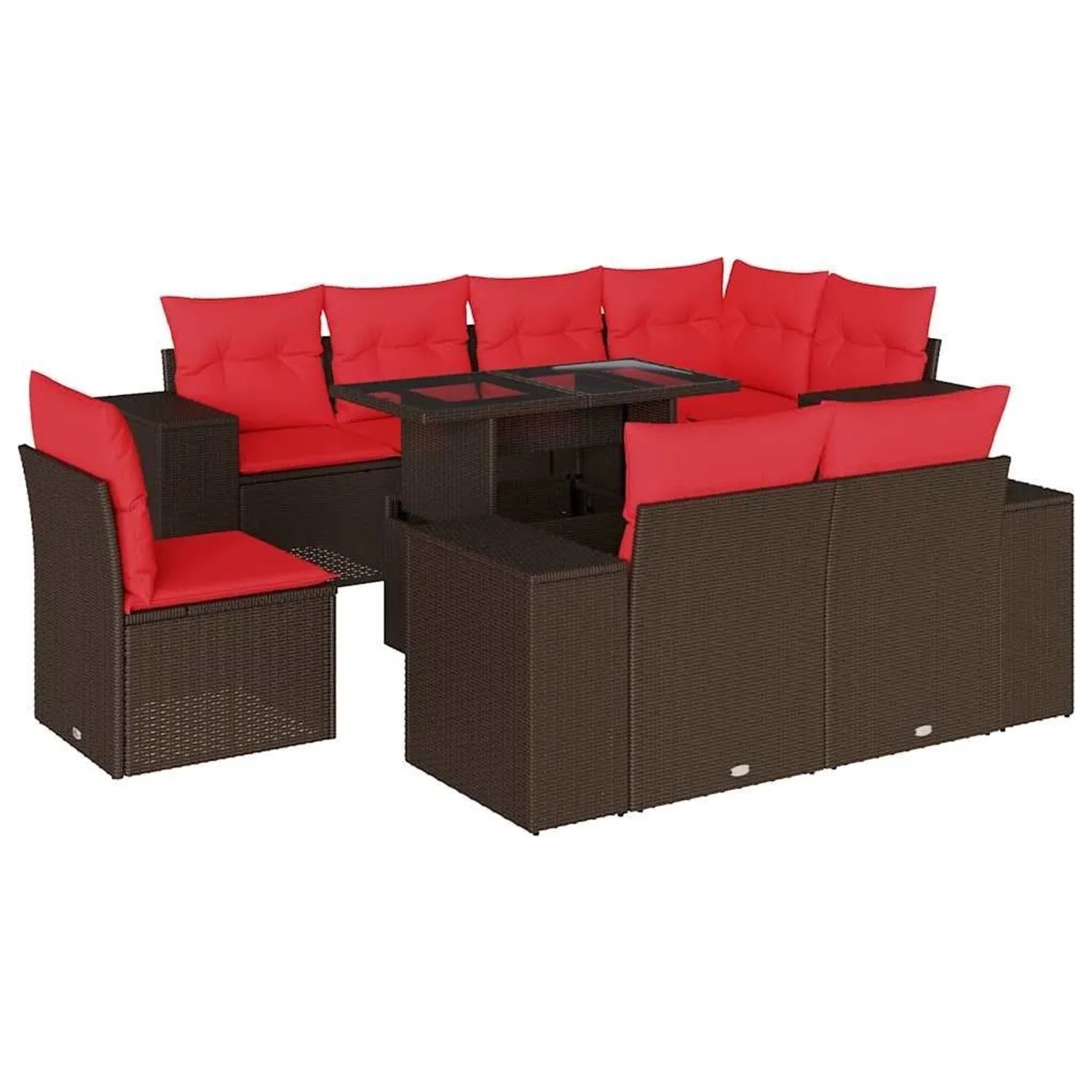 vidaXL 9-Tlg Gartensofa-Set mit Kissen Braun Polyrattan 3269304 günstig online kaufen