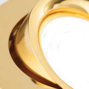Goldener Orion Einbaustrahler aus Aluminium, GU10, 9cm Durchmesser. Lampe für Deckenmontage.