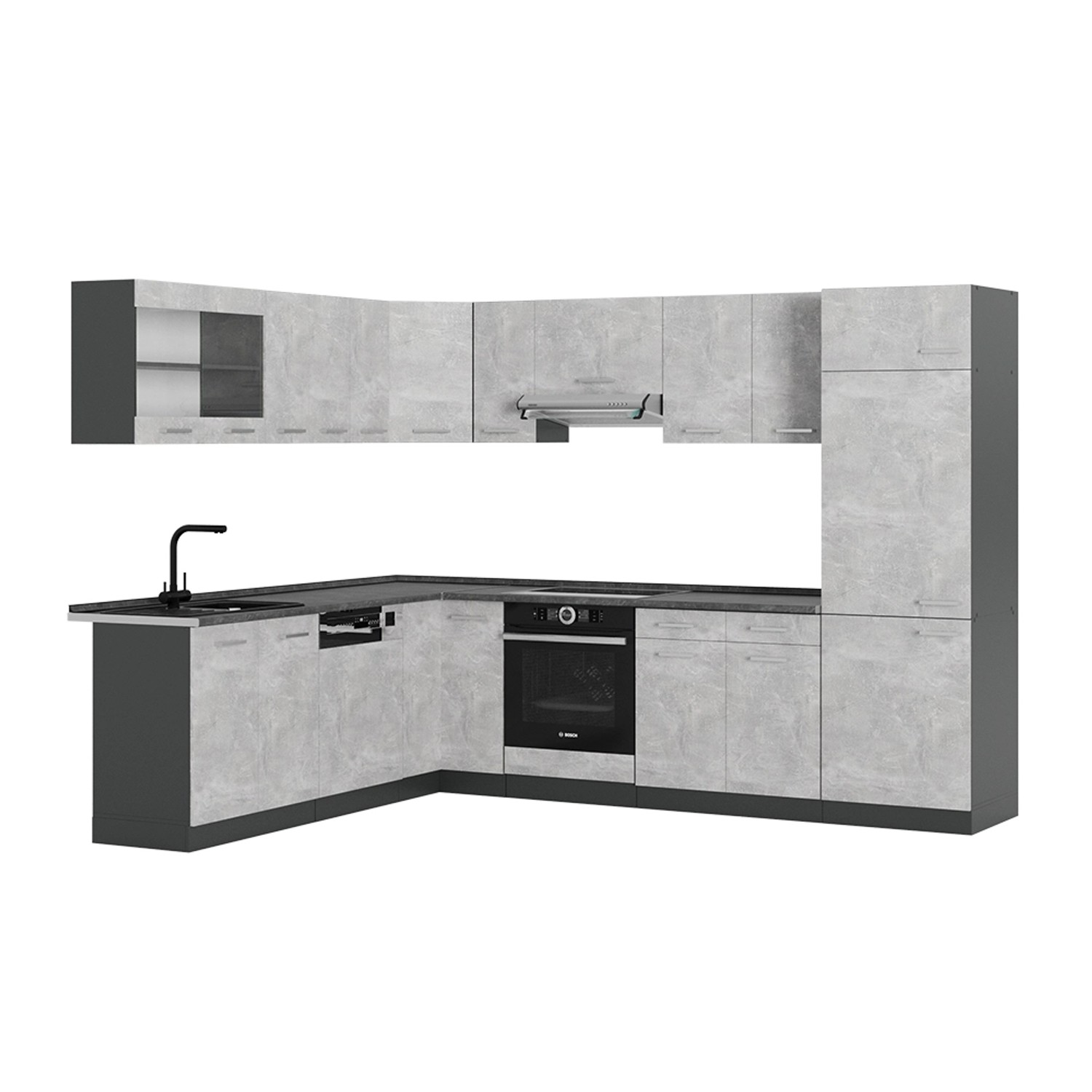 Vicco R-Line Eckküche Beton/Anthrazit 227 x 287 cm AP Anthrazit günstig online kaufen