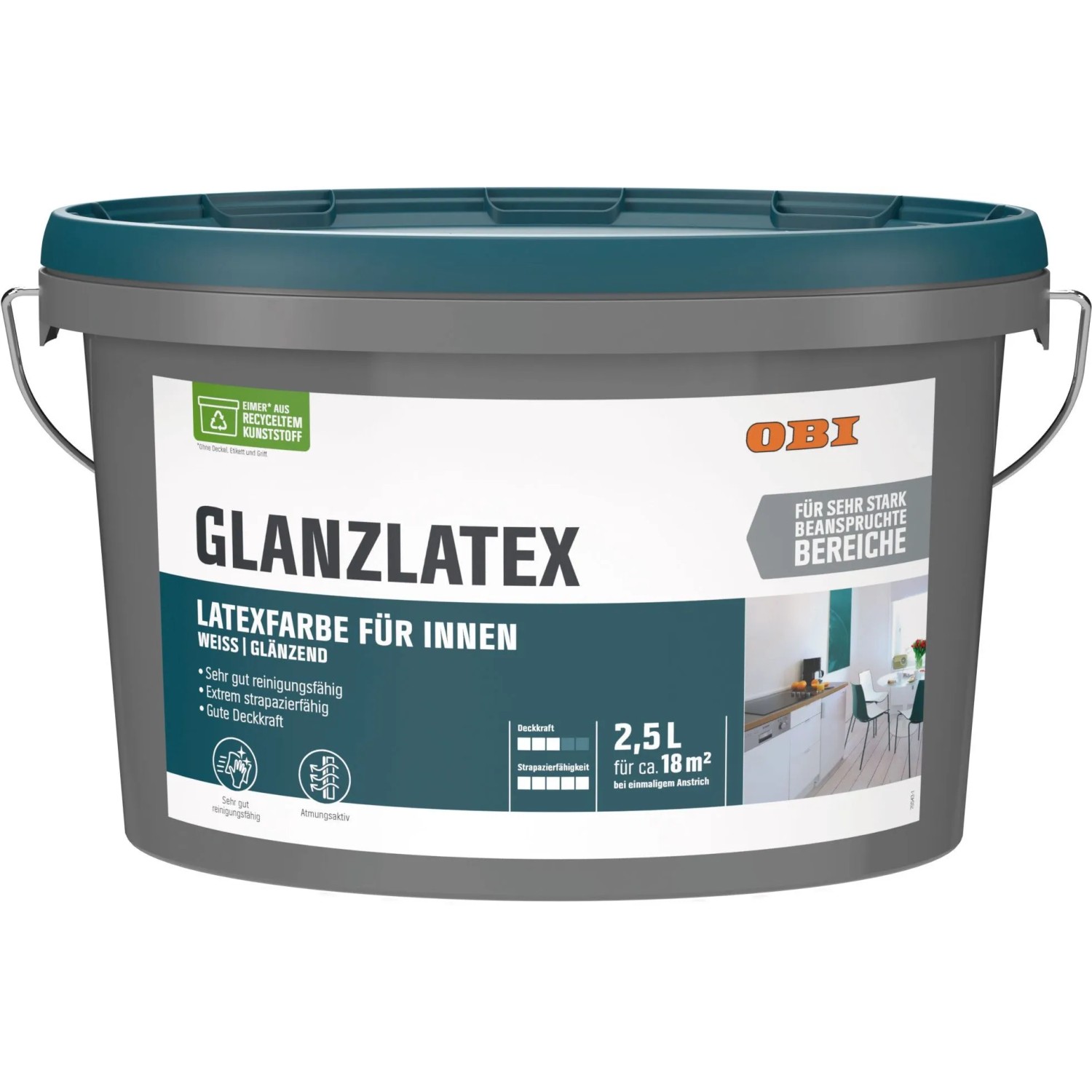 OBI Glanzlatex Weiß glänzend 2,5 l