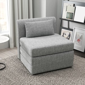HOMCOM Bodensessel 2-in-1 Klappbar Schlafsofa mit Leinenoptik Grau