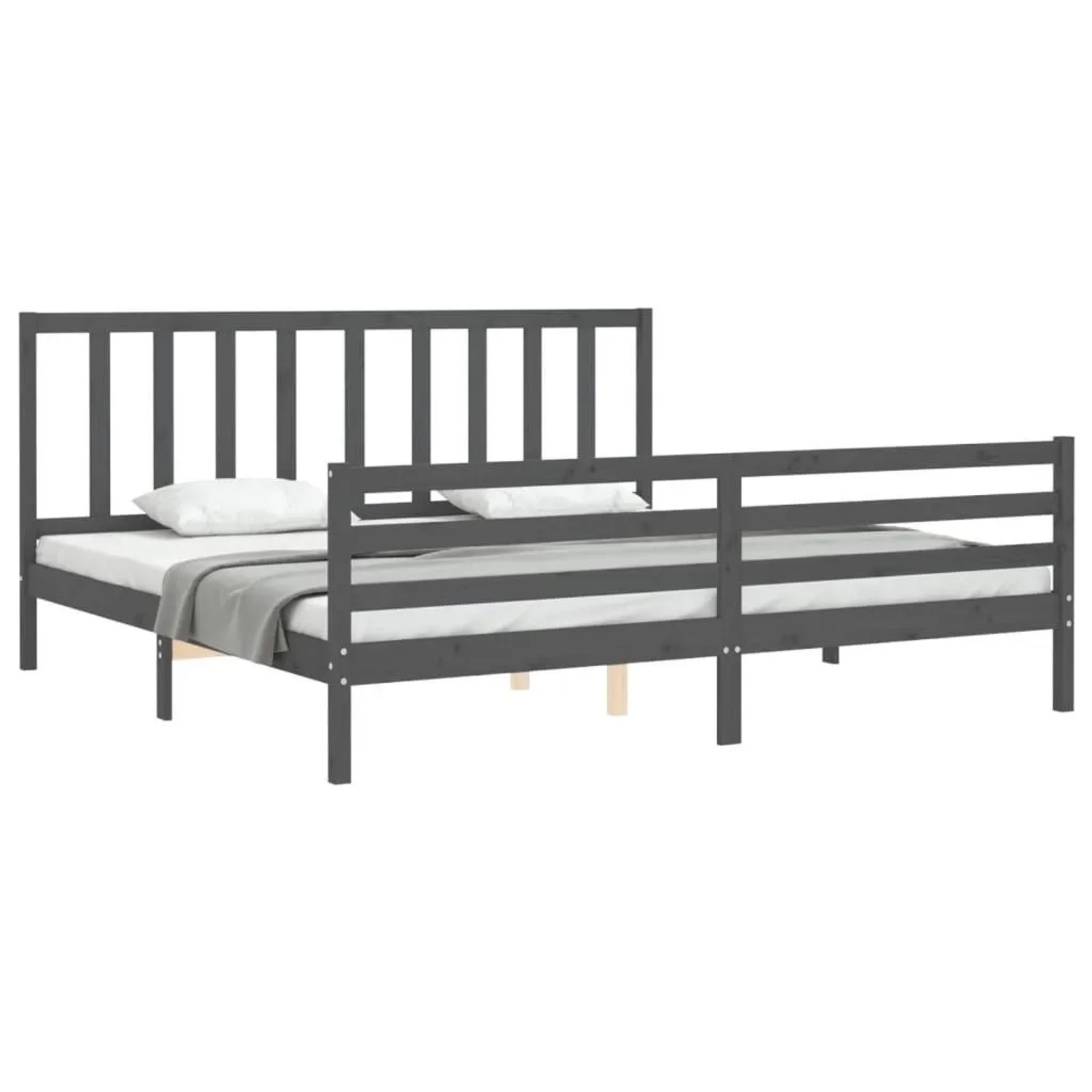 vidaXL Massivholzbett mit Kopfteil Grau 200x200 cm 3193878 günstig online kaufen