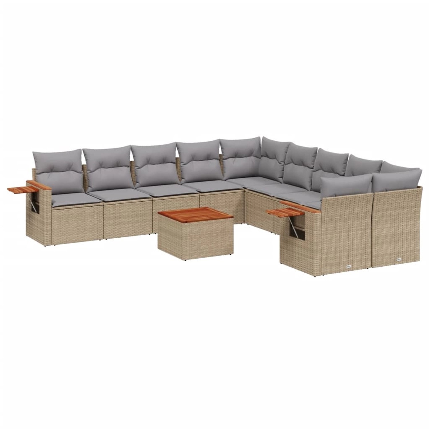 vidaXL 11-Tlg Garten-Sofagarnitur mit Kissen Beige Poly Rattan 3227200 günstig online kaufen