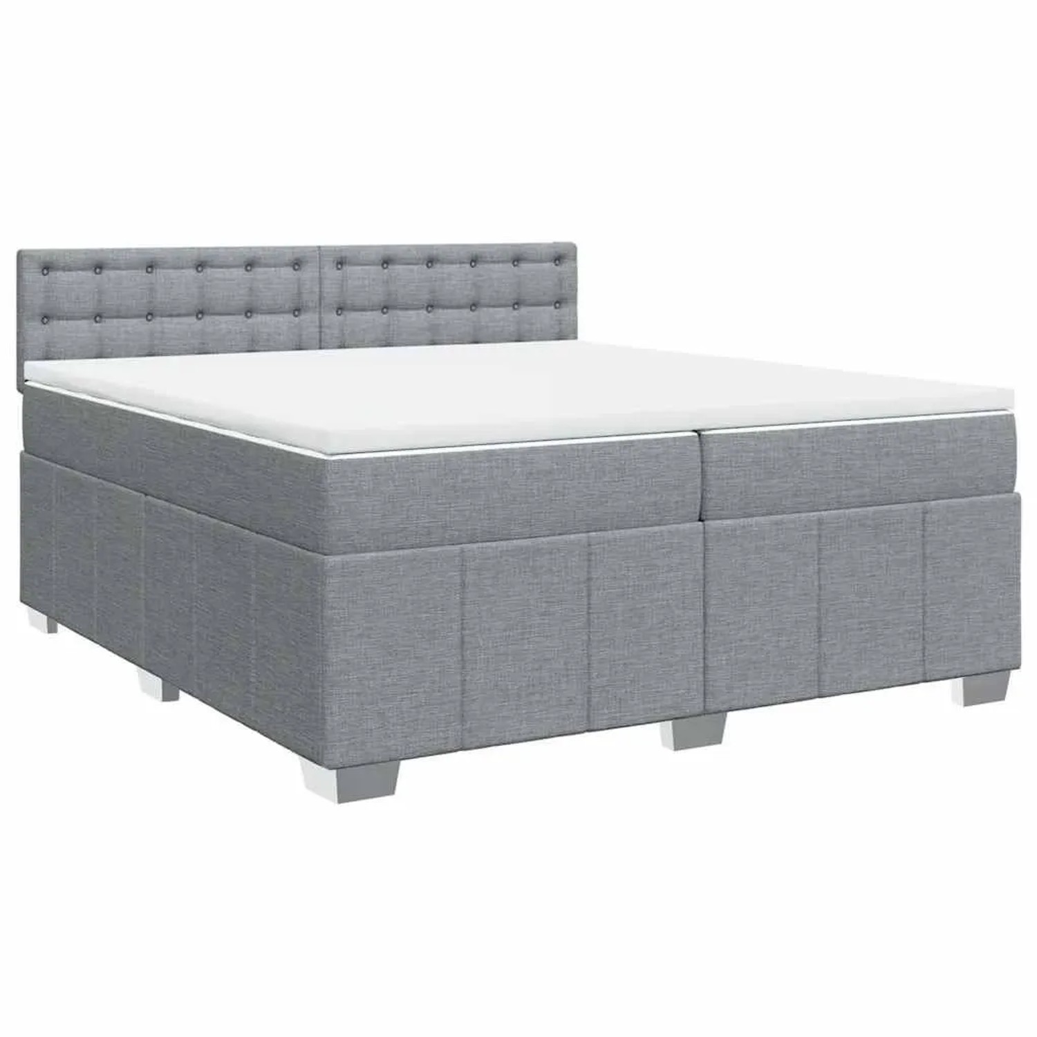 vidaXL Boxspringbett mit Matratze Hellgrau 200x200 cm Stoff 3287189