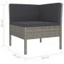 Graues vidaXL Garten Lounge Eckteil mit anthrazitfarbenen Auflagen aus Polyrattan.