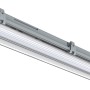 Graue LED-Feuchtraumleuchte mit zwei Röhren (je 9W) für den Einsatz in Feuchträumen.