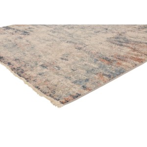 Vercai Teppich Savannah: Abstraktes Muster in Dunkelblau, Grau, Beige, mit Fransen. Waschbar, rutschhemmend, 160x230 cm.