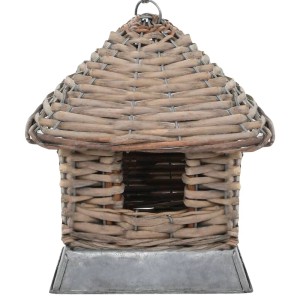 3er Set VidaXL Vogelhaus aus Korbweide, braun, mit Metallfuß. Dekorative Nisthilfe für Gartenvögel.