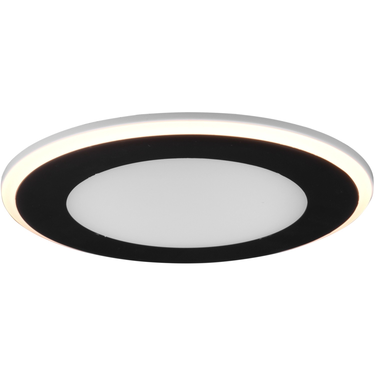 Schwarzer, matter Trio LED Einbauspot Aura, 10W, mit warmweißem Licht.