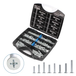 CCLIFE Schrauben Set, 425-teilig, verzinkte Senkkopfschrauben M4-M8 im Sortimentskasten.