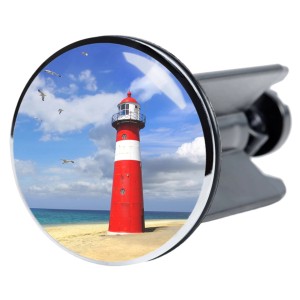 Sanilo Waschbeckenstöpsel mit Leuchtturm-Motiv für Standard-Waschbecken.